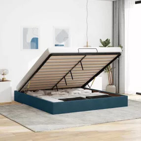   vidaXL Ottomán ágykeret matrac nélkül sötétkék 200x200 cm bársony