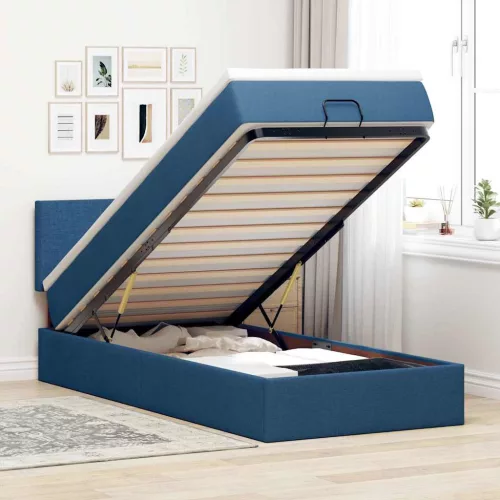 vidaXL Ottomán ágy matraccal Kék 100x200 cm anyagból