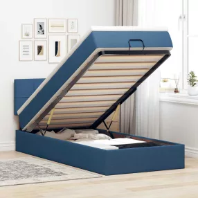 vidaXL Ottomán ágy matraccal kék 90x200 cm szövet