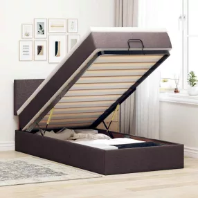   vidaXL sötétbarna szövet ottomán ágy matraccal & LED-ek 90x200 cm