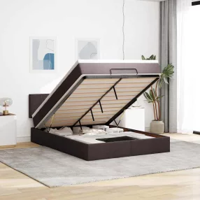   vidaXL Ottomán ágy matraccal & LED-ek Sötétbarna 140x190 cm szövet