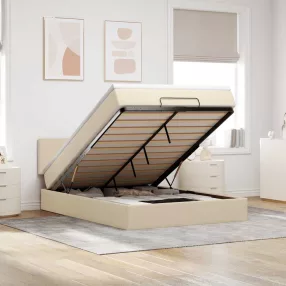   vidaXL Ottomán ágy matraccal & LED-ek krém 140x190 cm szövet