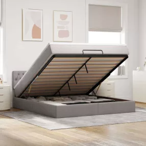   vidaXL tópszínű szövet ottomán ágy matraccal & LED-ek 180x200cm