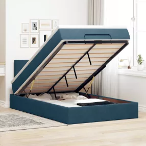   vidaXL sötétkék bársony ottomán ágy matraccal & LED-ek 120x190cm