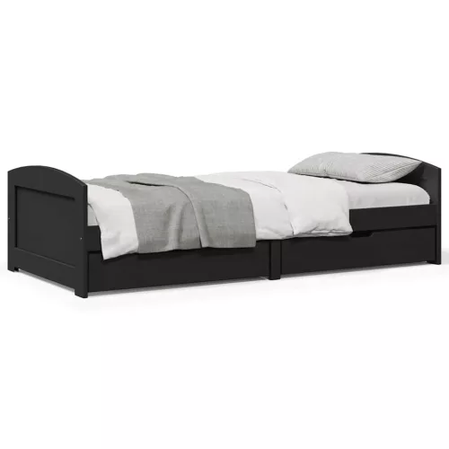 Napozóágy 2 fiókkal matrac nélkül IRUN Fekete 90x200 cm