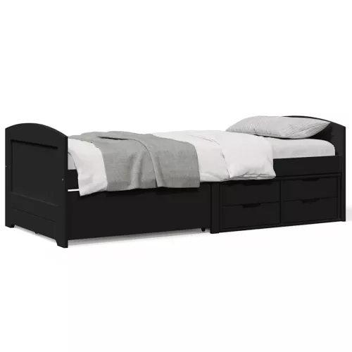 Napozóágy 5 fiókkal matrac nélkül IRUN Fekete 90x200 cm