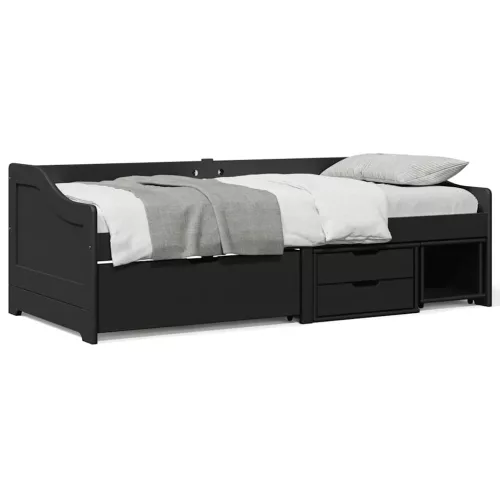 Napozóágy 3 fiókkal matrac nélkül IRUN Fekete 90x200 cm