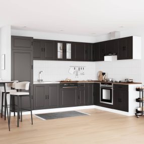   Mosogatószekrény ajtóval Porto Fekete 80 x 46 x 81,5 cm Faanyag