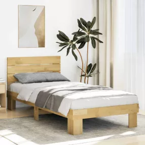   ágykeret fejtámlával matrac nélkül 75x190 cm tömör fa tölgyfa