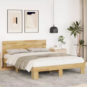   ágykeret fejtámlával matrac nélkül 135x190 cm tömör fa tölgyfa