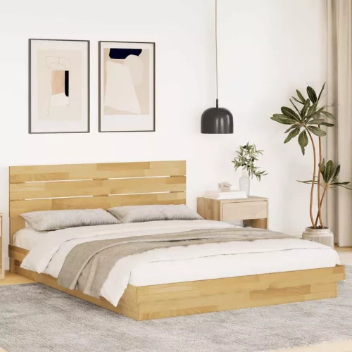 vidaXL ágykeret fejtámlával matrac nélkül 160x200 cm tömör fa tölgyfa