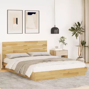  vidaXL ágykeret fejtámlával matrac nélkül 150x200 cm tömör fa tölgyfa