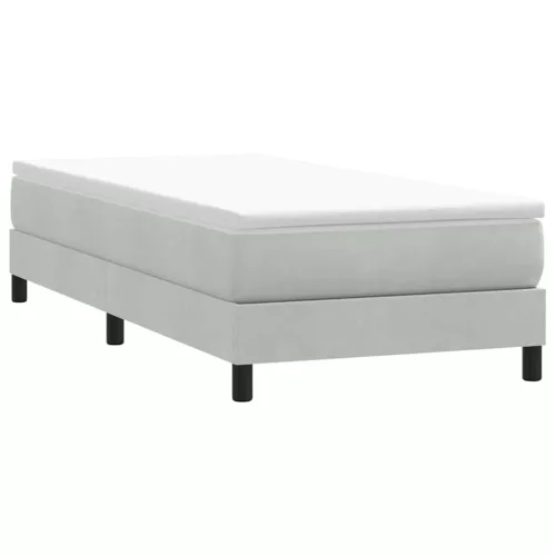 világosszürke bársony rugós ágy matrac nélkül 90x210 cm