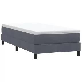  sötétszürke bársony rugós ágy matrac nélkül 90x210 cm