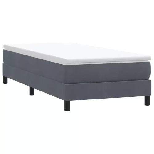 sötétszürke bársony rugós ágy matrac nélkül 90x210 cm