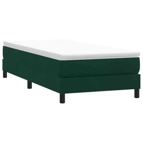 vidaXL sötétzöld bársony rugós ágy matrac nélkül 90x210 cm
