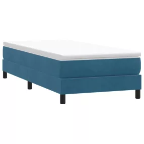sötétkék bársony rugós ágy matrac nélkül 90x210 cm