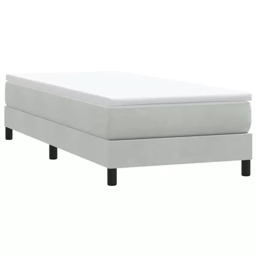 világosszürke bársony rugós ágy matrac nélkül 100 x 210 cm