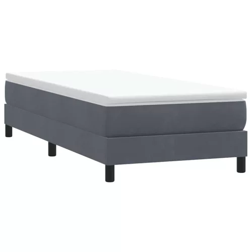 sötétszürke bársony rugós ágy matrac nélkül 100x210 cm
