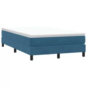 sötétkék bársony rugós ágy matrac nélkül 120x210 cm