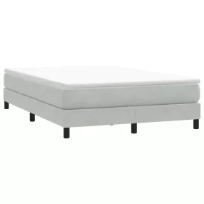   világosszürke bársony rugós ágy matrac nélkül 140x210 cm