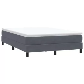   sötétszürke bársony rugós ágy matrac nélkül 140x210 cm