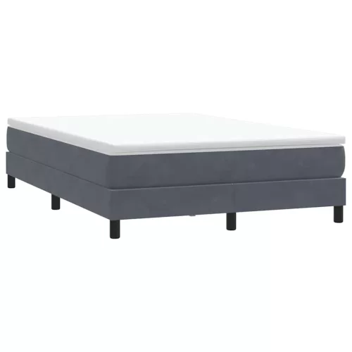 sötétszürke bársony rugós ágy matrac nélkül 140x210 cm