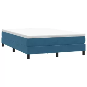 sötétkék bársony rugós ágy matrac nélkül 140x210 cm