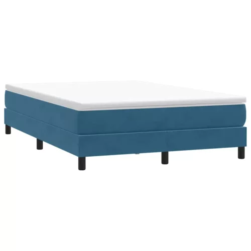 sötétkék bársony rugós ágy matrac nélkül 140x210 cm