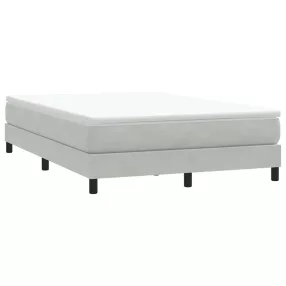   világosszürke bársony rugós ágy matrac nélkül 160x210 cm