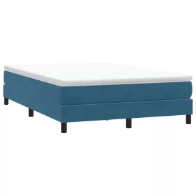 sötétkék bársony rugós ágy matrac nélkül 160x210 cm