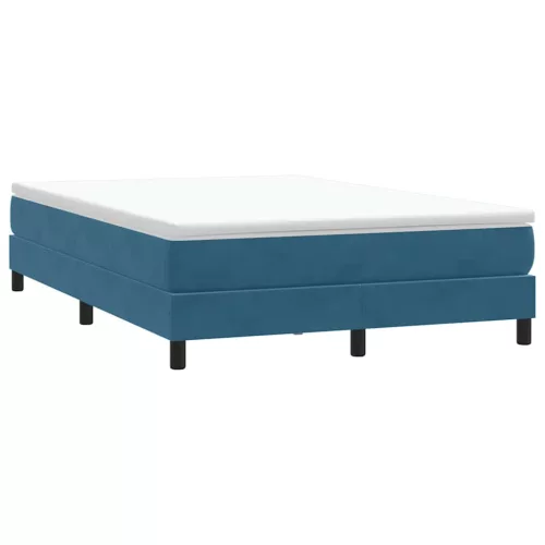 sötétkék bársony rugós ágy matrac nélkül 160x210 cm