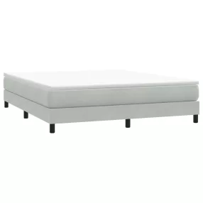   világosszürke bársony rugós ágy matrac nélkül 180x210 cm
