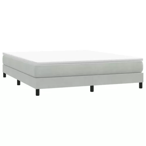világosszürke bársony rugós ágy matrac nélkül 180x210 cm