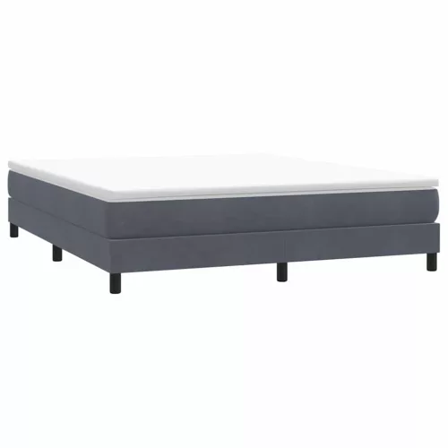 sötétszürke bársony rugós ágy matrac nélkül 180x210 cm