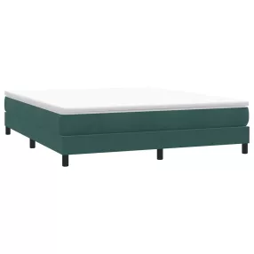 sötétzöld bársony rugós ágy matrac nélkül 180x210 cm