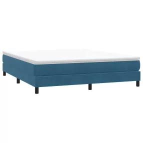 sötétkék bársony rugós ágy matrac nélkül 180x210 cm