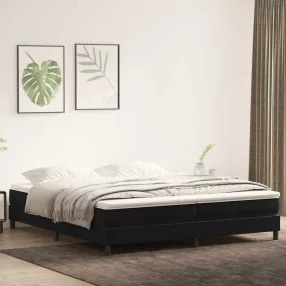 fekete bársony rugós ágy matrac nélkül 200x210 cm