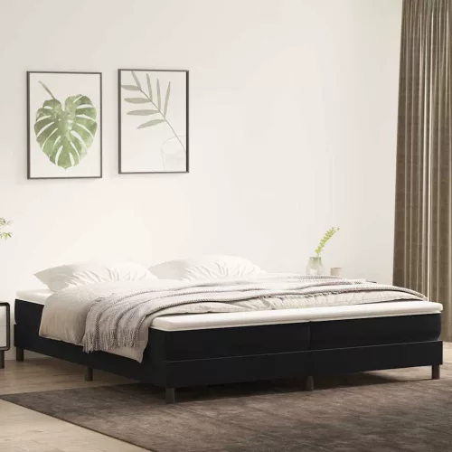 fekete bársony rugós ágy matrac nélkül 200x210 cm