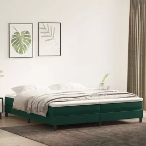   vidaXL sötétzöld bársony rugós ágy matrac nélkül 200x210 cm