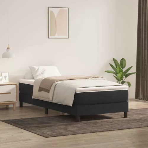 fekete bársony rugós ágy matrac nélkül 80x220 cm