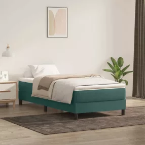 sötétzöld bársony rugós ágy matrac nélkül 90x220 cm