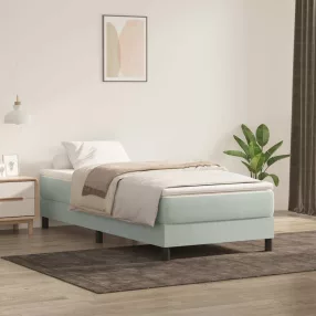   világosszürke bársony rugós ágy matrac nélkül 100x220 cm