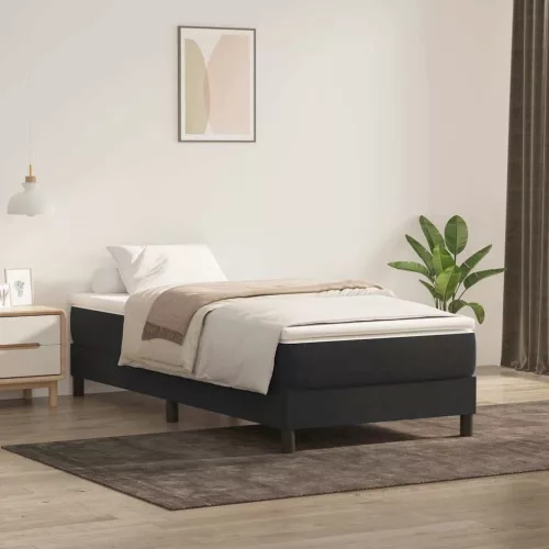 fekete bársony rugós ágy matrac nélkül 100x220 cm