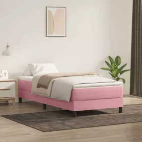   Box Spring ágy matrac nélkül rózsaszín 100x220 cm bársony