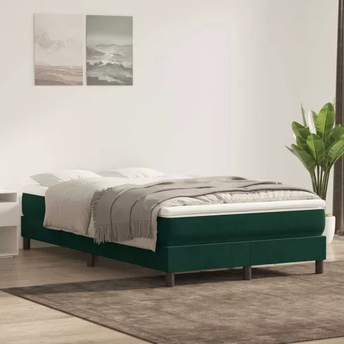 vidaXL sötétzöld bársony rugós ágy matrac nélkül 120x220 cm