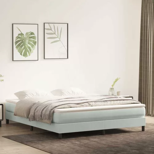 világosszürke bársony rugós ágy matrac nélkül 180x220 cm