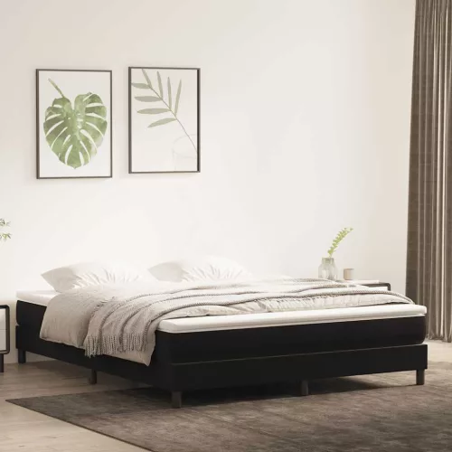 fekete bársony rugós ágy matrac nélkül 180x220 cm