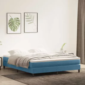   vidaXL sötétkék bársony rugós ágy matrac nélkül 180x220 cm