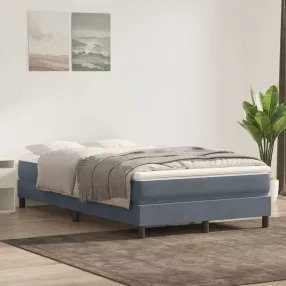   vidaXL sötétszürke bársony rugós ágy matraccal 120x220 cm